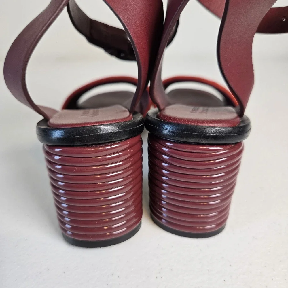 Mercedes Castillo Hiru Ankle Strap Block Heel Leather Sandals US 6.5/ EU 36.5‎